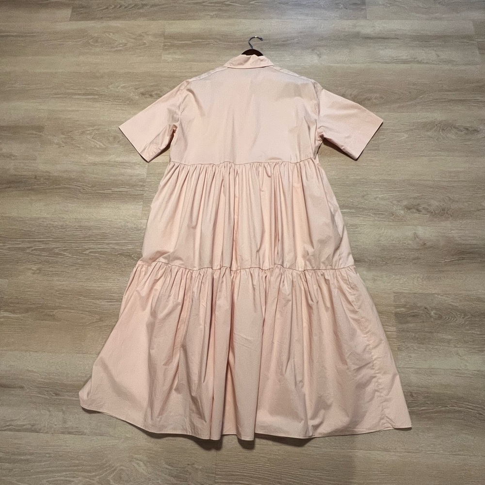 Mable Elegant Peachy/Pink Button-Down peasant Midi Dress Women’s Size Small. - Picture 4 of 10
